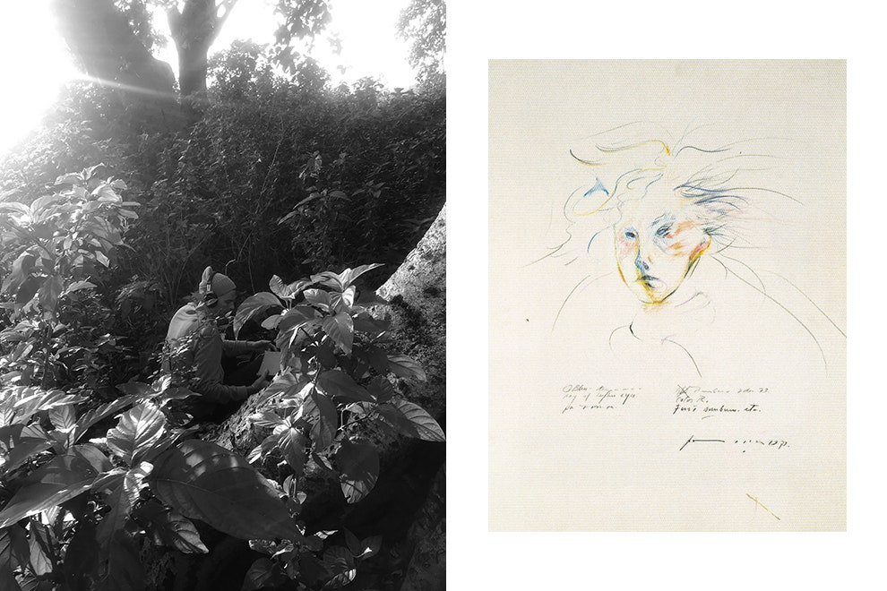 Съемки фильма La Maison du Rimbaud портрет Артюра Рембо авторства Патти Смит