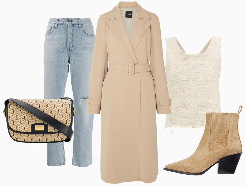 Сумка Saint Laurent 82485 рублей farfetch.com джинсы Citizens of Humanity 24821 рубль farfetch.com пальто Theory 383...