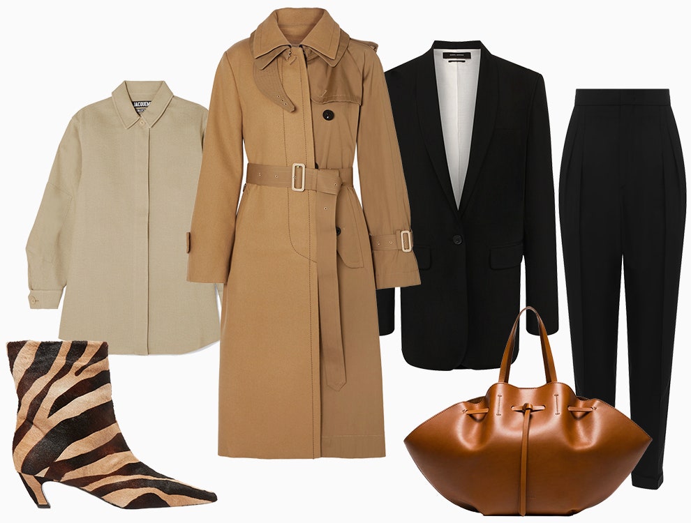 Сапоги Khaite 720 netaporter.com рубашка Jacquemus 821 netaporter.com тренч Sacai 1512 netaporter.com пиджак Isabel...