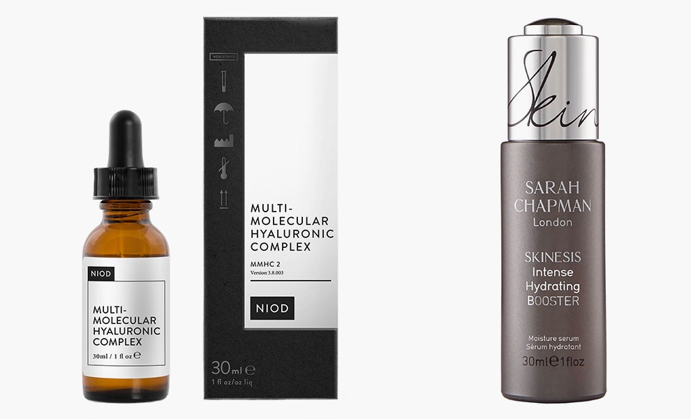 Niod MultiMolecular Hyaluronic Complex 70 niod.com Sarah Chapman Intense Hydrating Booster 64 sarahchapman.com