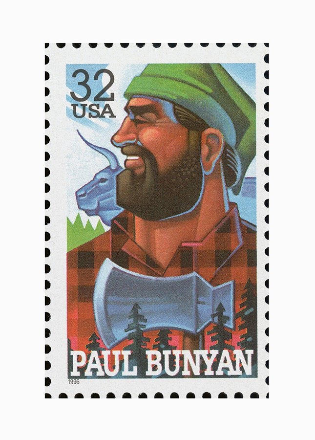 Американская почтовая марка с изображением Поля Баньяна 1995