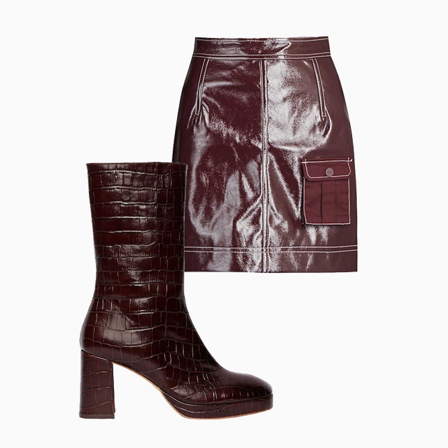 Сапоги Miista 28454 рубля luisaviaroma.com юбка Ganni 12951 рубль selfridges.com