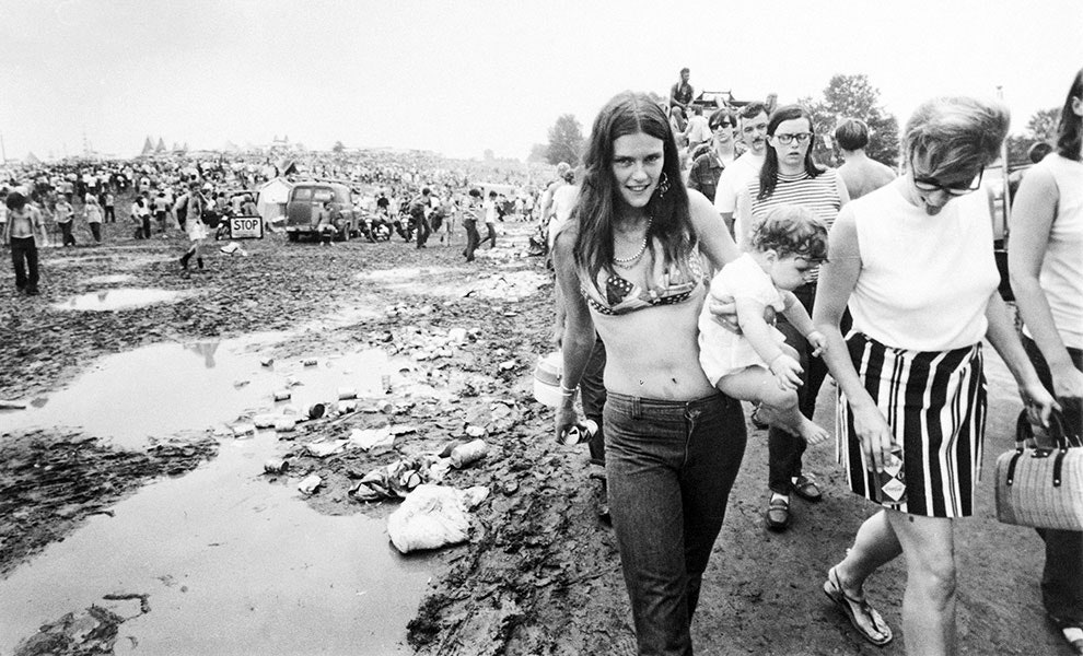 Посетители фестиваля «Вудсток» 1969