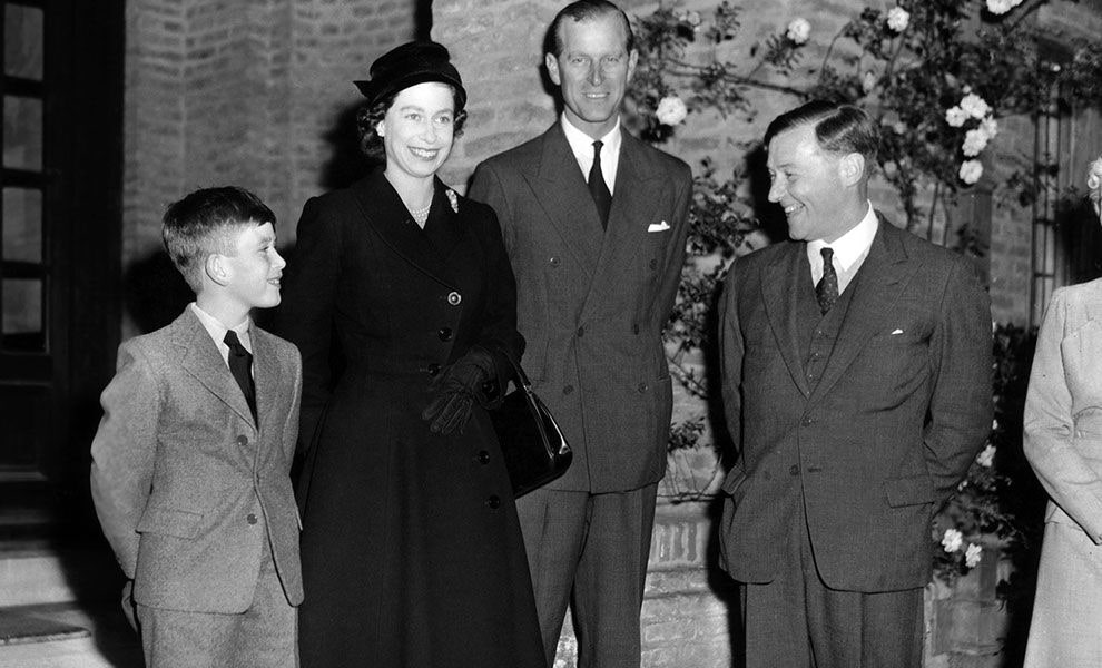 Принц Чарльз королева Елизавета II принц Филипп 1957