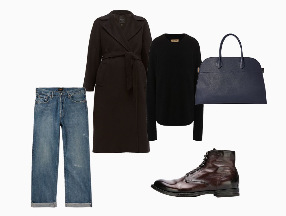 Джинсы Chimala 31728 рублей mrporter.com пальто Weekend Max Mara 56332 рубля matchesfashion.com свитер Uma Wang 39950...