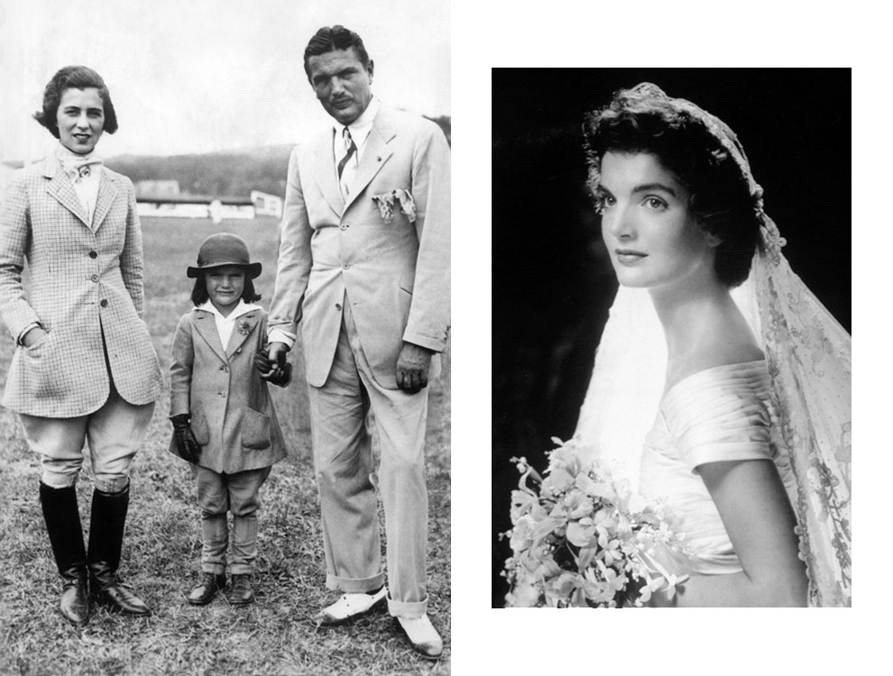 Жаклин с родителями 1934 и в день свадьбы 12 сентября 1953 года
