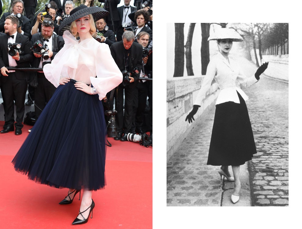 Эль Фэннинг в Christian Dior Couture на премьере фильма «Однажды... в Голливуде» в Каннах май 2019 модель в костюме Bar...