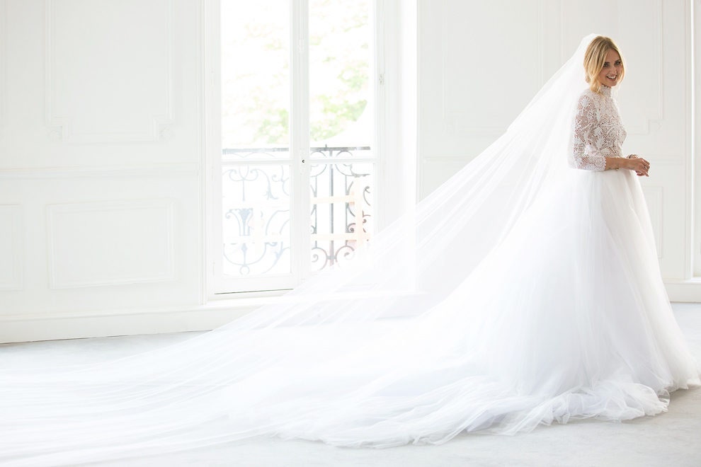 Кьяра Ферраньи в свадебном платье Dior Couture сентябрь 2018