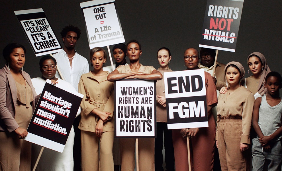 Варис Дирие в кампании Coco de Mer против женского обрезания. Фото Джон Ранкин The Icons