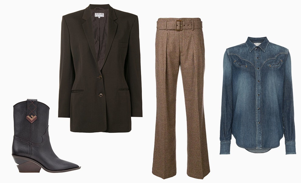 Казаки Fendi 74900 рублей farfetch.com пиджак Helmut Lang Vintage 21407 рублей farfetch.com брюки Polo Ralph Lauren...