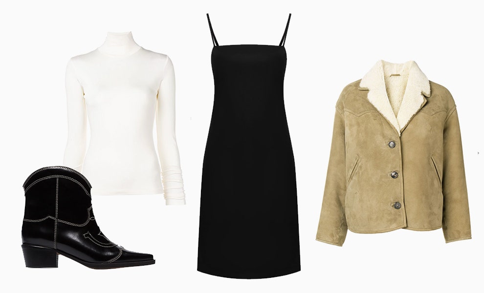 Казаки Ganni 30221 рубль farfetch.com водолазка MM6 Maison Margiela 15755 рублей farfetch.com платье Prada 55500 рублей...