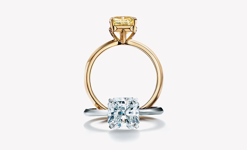 Tiffany True помолвочные кольца с бесцветным и желтым бриллиантами