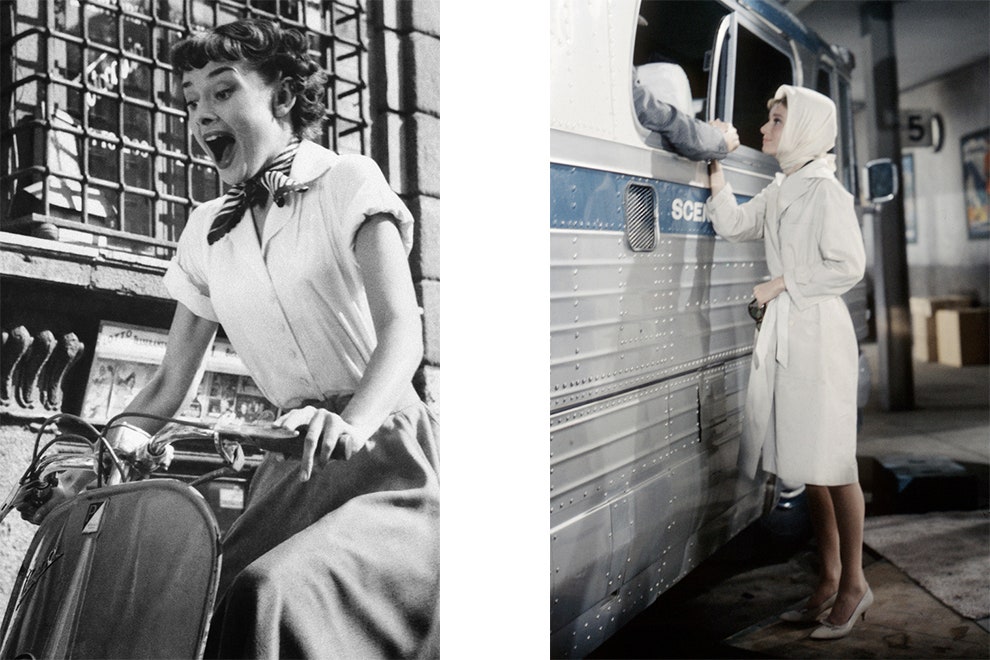 Одри Хепберн в фильме «Римские каникулы» 1953 Одри Хепберн на съемкаъ фильма «Завтрак у Тиффани» 1961