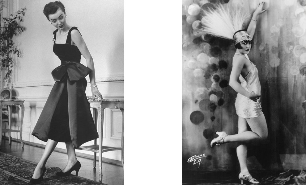 Модель в Christian Dior 1949 Девушка в укороченном платье около 1925