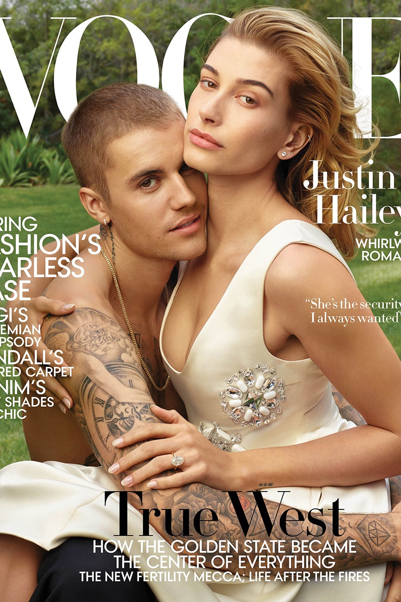 Джастин Бибер и Хейли Болдуин фото на обложке мартовского Vogue