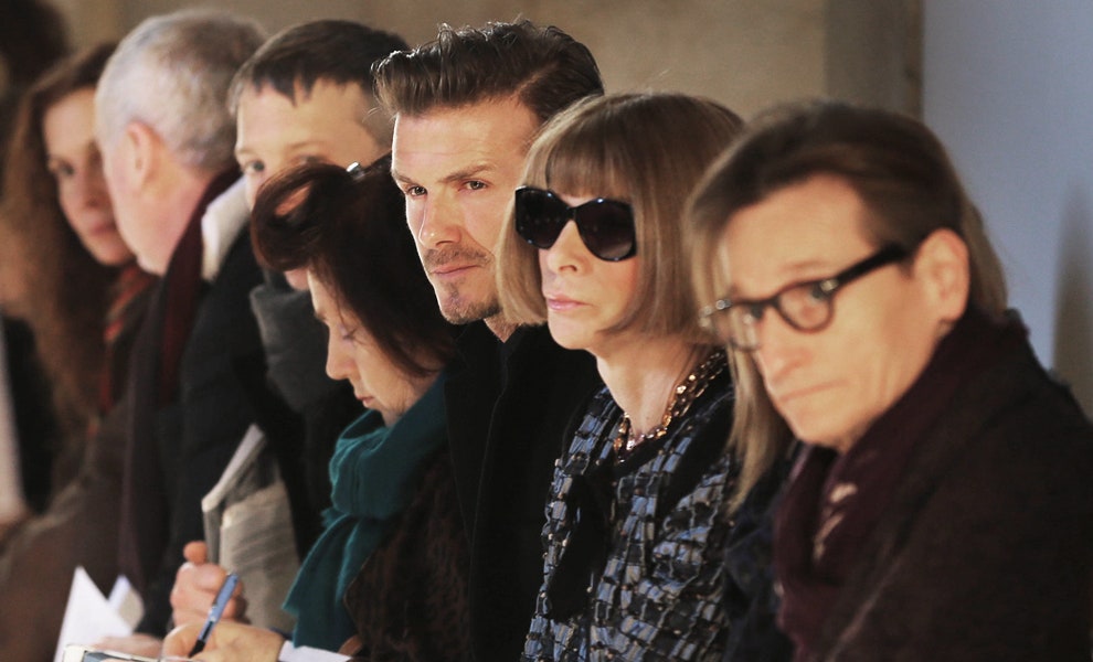 Дэвид Бекхэм и Анна Винтур на показе Victoria Beckham осеньзима 2013