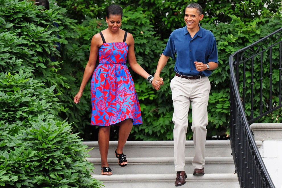Мишель в платье Sophie Theallet и Барак Обама в Белом доме 2011
