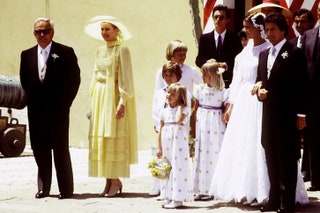 Ренье III и Грейс Келли на свадьбе принцессы Каролины и Филиппа Жюно в МонтеКарло 1978.