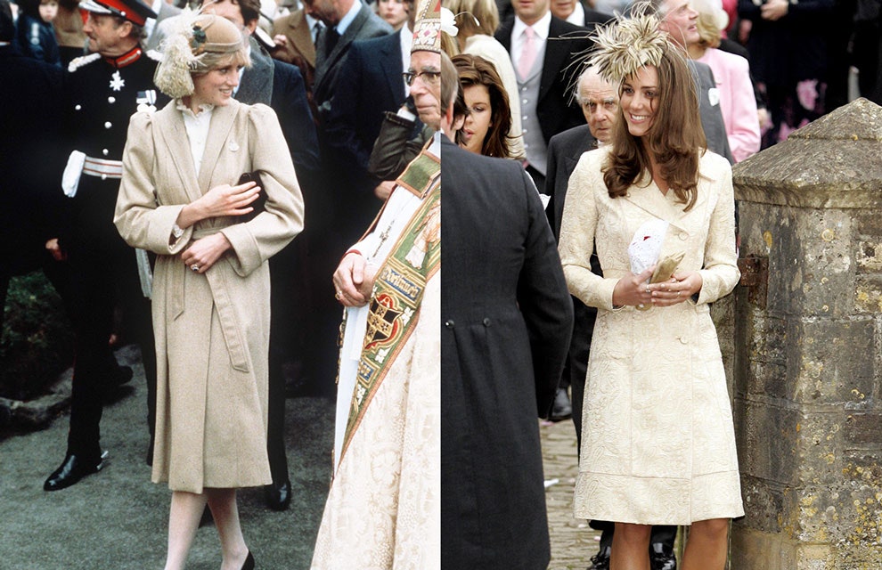 Принцесса Диана в Уэльсе октябрь 1981. Кейт Миддлтон на свадьбе Лоры ПаркерБоулз в Уилтшире 2006