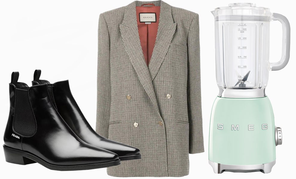 Челси Prada 54500 рублей farfetch.com пиджак Gucci 198300 рублей farfetch.com  блендер Smeg 21700 рублей smeg.ru