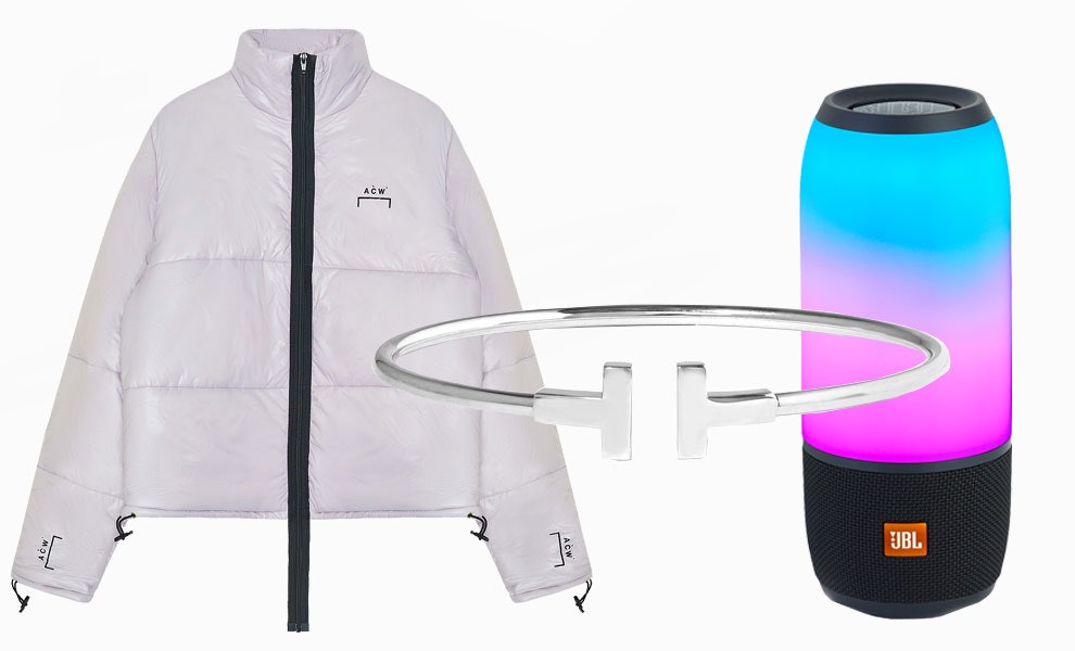 Пуховик AColdWall 64800 рублей km.ru браслет Tiffany amp Co. около 194000 рублей netaporter.com колонка JBL Pulse 3...
