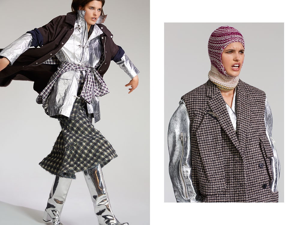 Слева тренч рубашка  все Lacoste жакет Dior топ и юбка все Chanel сапоги MM6 Maison Margiela справа жилет жакет...