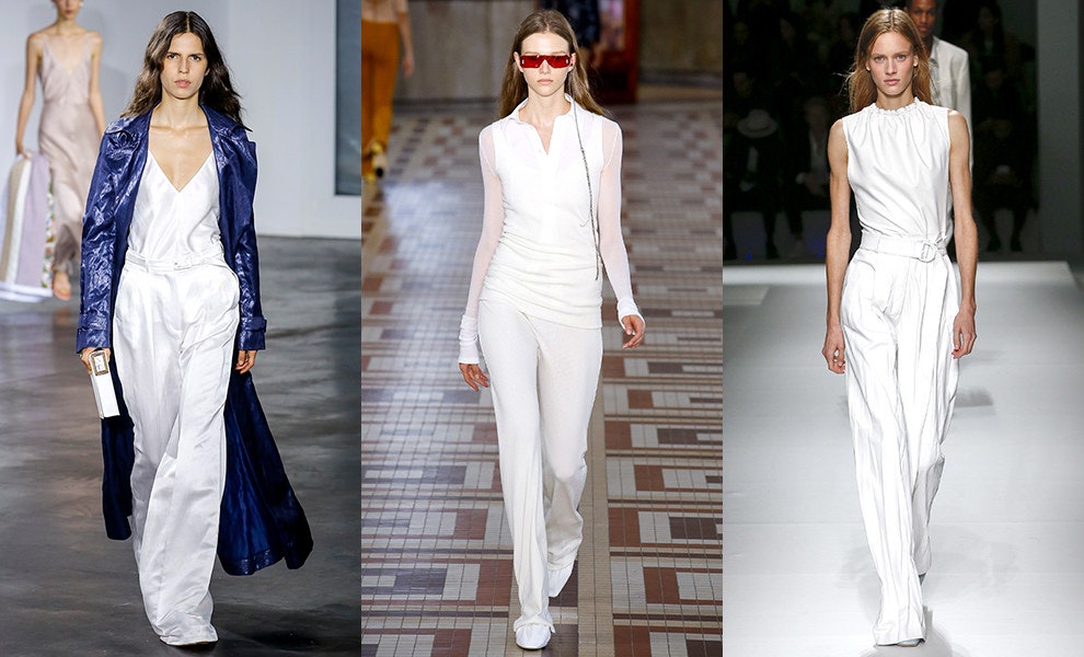 Модные тенденции 2019 белые брюки  фото тренда весны