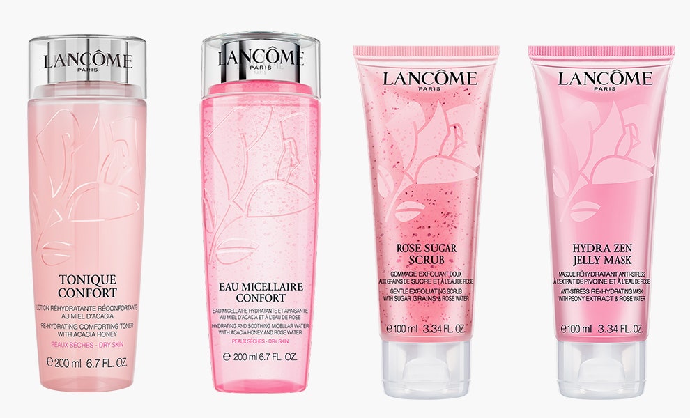Lancôme фото очищающих средств Glow'n'Roses с розовой водой