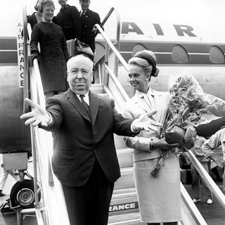 С Альфредом Хичкоком в аэропорту Ниццы 1963.