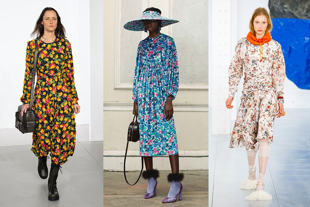 Модные тенденции 2018 фото платьев с цветочным принтом