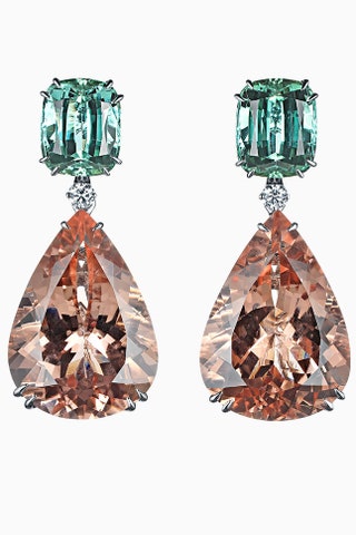 Серьги CLUEV — турмалины — 1279 ct морганиты — 4759 ct бриллианты белое золото.