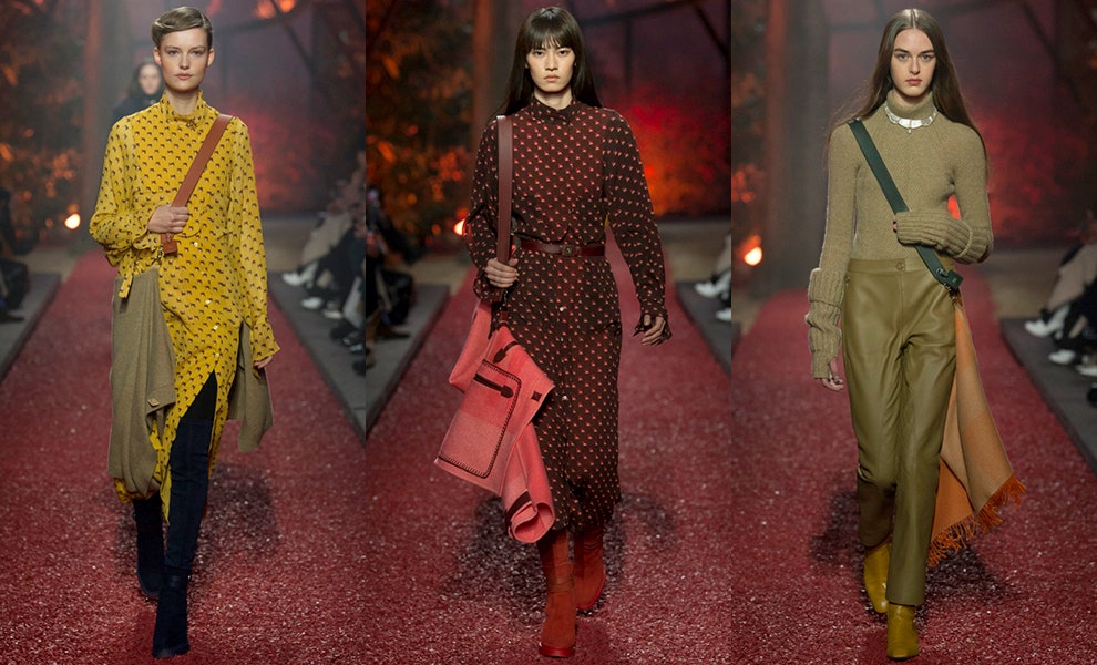 Пальто Hermès можно носить на сумке фото моделей из коллекции осеньзима 2018