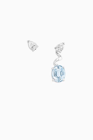 Авангардно серьги Dior из белого золота с бриллиантами и аквамарином.