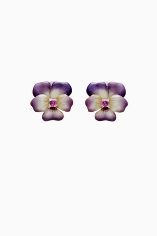 Романтично серьги Axenoff Jewellery из серебра с эмалью и аметистами.