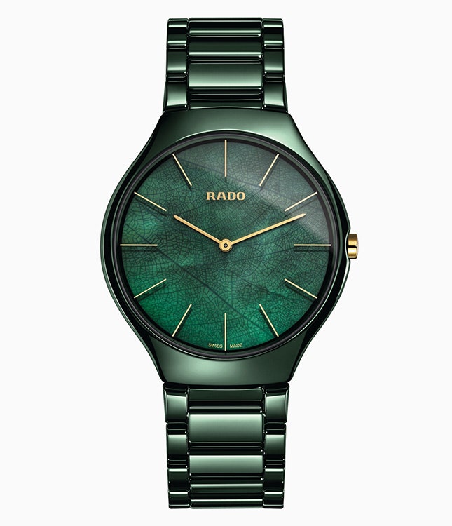 Сверхтонкие часы Rado True Thinline зеленая версия созданная с ассоциацией Grandi Giardini Italiani