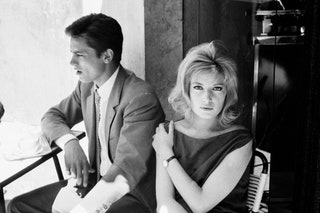 Ален Делон и Моника Витти на съемках фильма «Затмение» 1961.