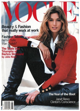 Синди Кроуфорд на обложке Vogue US в августе 1993 года.