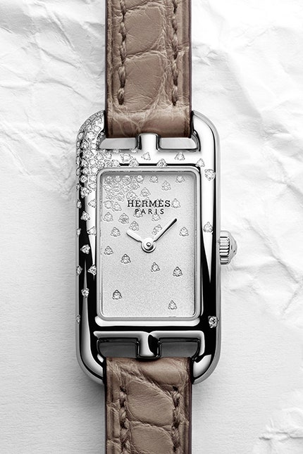 Часы Hermès Nantucket с россыпью бриллиантов на циферблате и корпусе