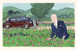 Кристиан Диор собирает розы. Иллюстратор ЖанФилипп Деломм.