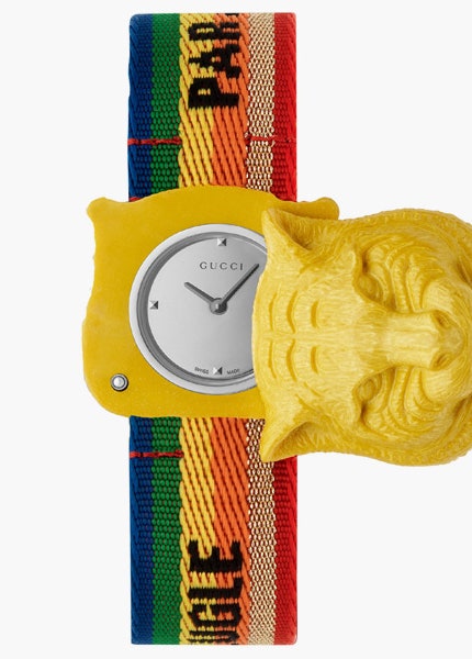 Часы Gucci с секретом  отодвигающейся головой тигра закрывающей циферблат
