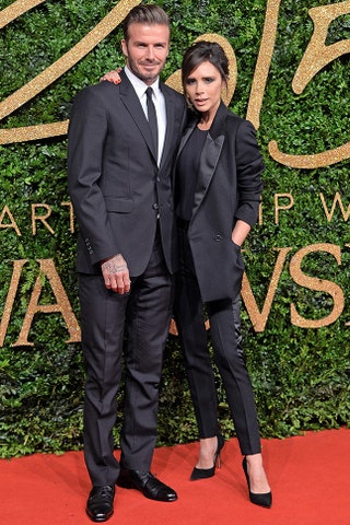 Дэвид и Виктория Бекхэм на British Fashion Awards 2015.