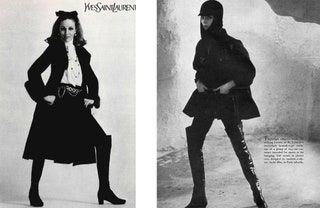 Рекламная кампания осеньзима 1967. Съемка в сапогах Yves Saint Laurent Vogue US 1963. Фотограф Дэвид Бейли.