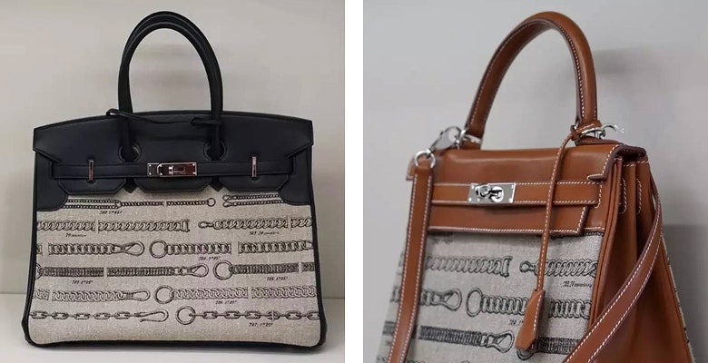 Hermès выпустил серию сумок Constance Kelly и Birkin в текстиле с изображением цепей