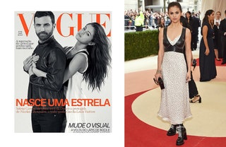 Николя Жескьер и Селена Гомес на обложке Vogue Бразилия июнь 2016 Селена Гомес на MET Gala 2016.