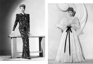 Люсиль Болл на модном показе в Голливуде 1955. Люсиль Болл позирует в неглиже созданном костюмером Трэвисом Бэнтоном 1946.