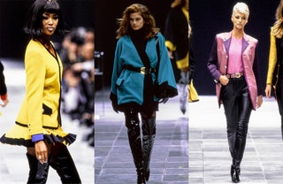 Наоми Кэмпбелл Синди Кроуфорд Линда Евангелиста на показе Versace осеньзима 1991.
