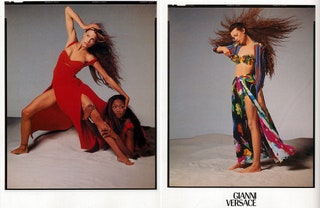 Versace весналето 1993 фотограф Ричард Аведон. Стефани Сеймур Наоми Кэмпбелл и Шалом Харлоу.