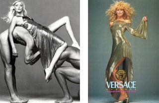 Versace Сouture 1994. Фотограф Ричард Аведон. Надя Ауэрманн и Клаудия Шиффер.