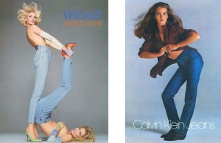 Рекламная кампания Versace Couture jeans 1998 рекламная кампания Calvin Klein jeans 1980.
