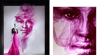 Портреты девушек из тюля витрины Bergdorf Goodman в НьюЙорке оформленные Бенджамином Шайном